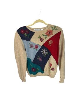 vintage Alfred Dunner floral patchwork sweater. PXL